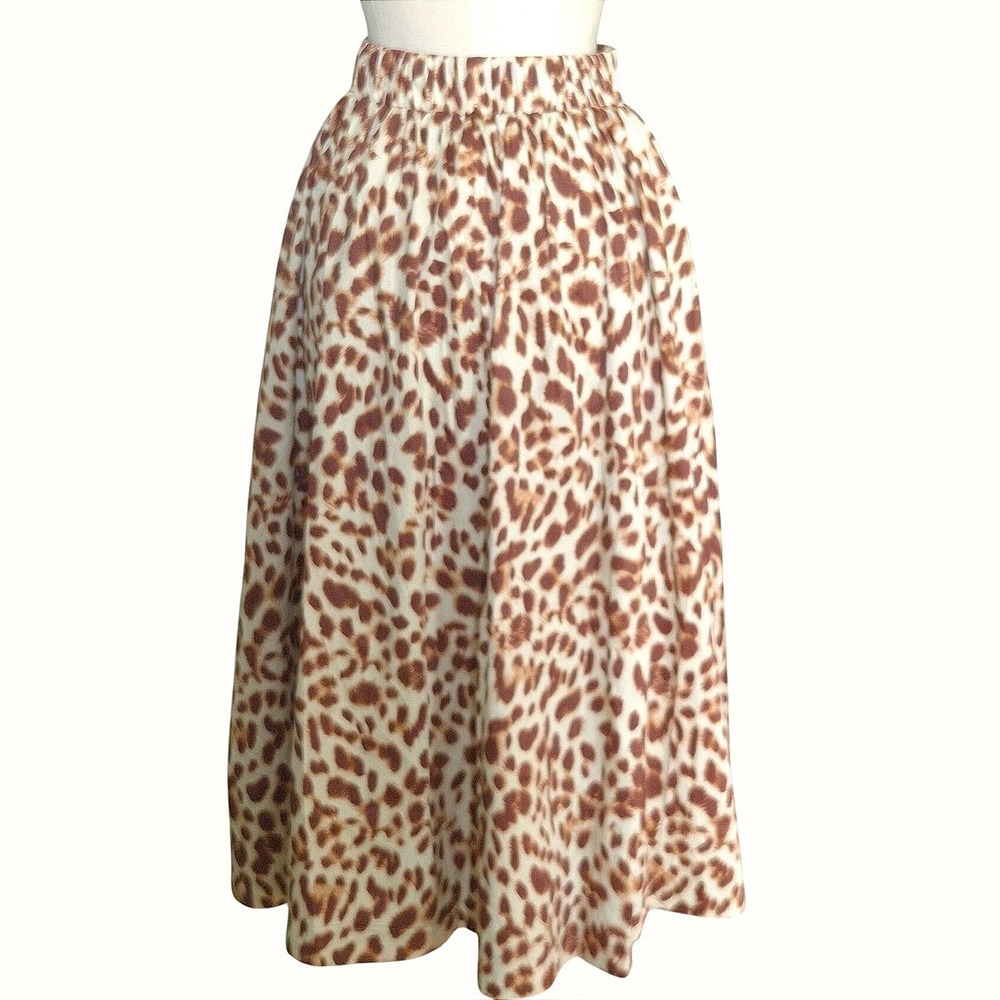 Prosperina Leopard Midi Skirt Women S Brown NEW Animal Print WITH POCKETS!